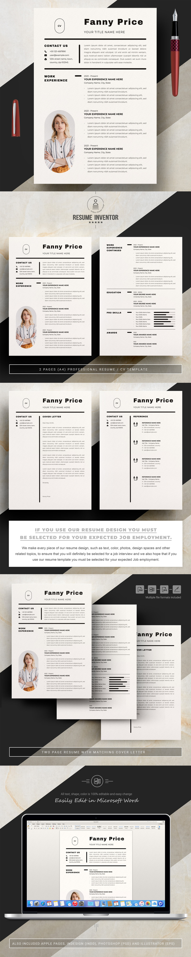 Feminine Professional Resume - Features Image 1
