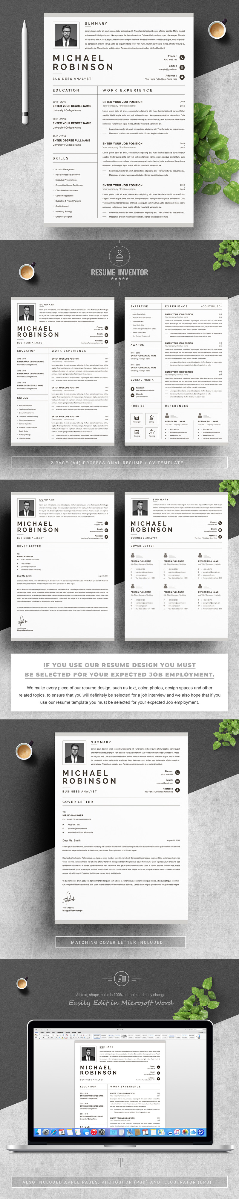 Modern Resume Template Format Editable CV - Features Image 1
