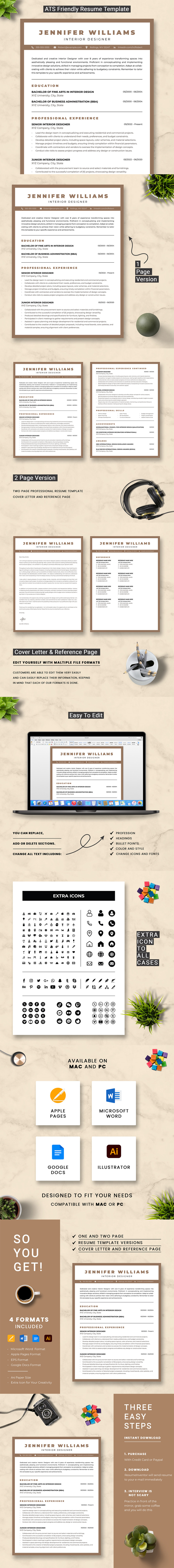 Interior Designer Resume Template - Features Image 1