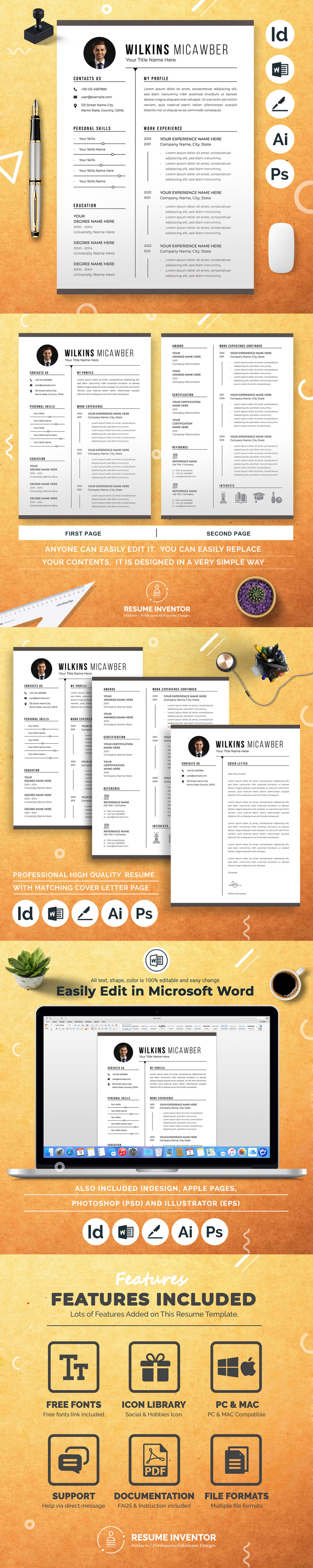 Design del curriculum semplice e pulito - Caratteristiche Immagine 1