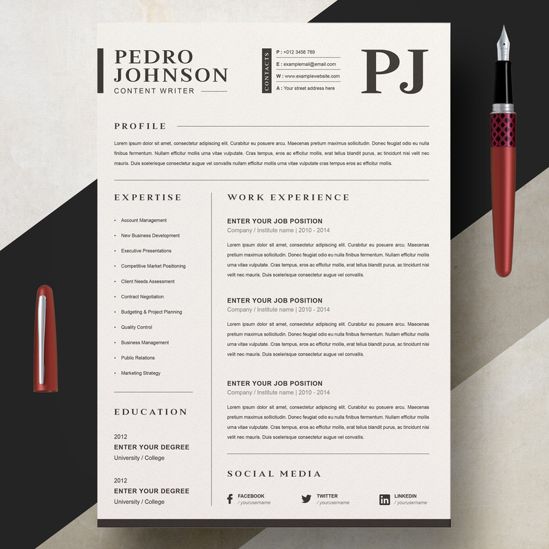 Шаблоны резюме для печати Pedro - Изображения фич 1