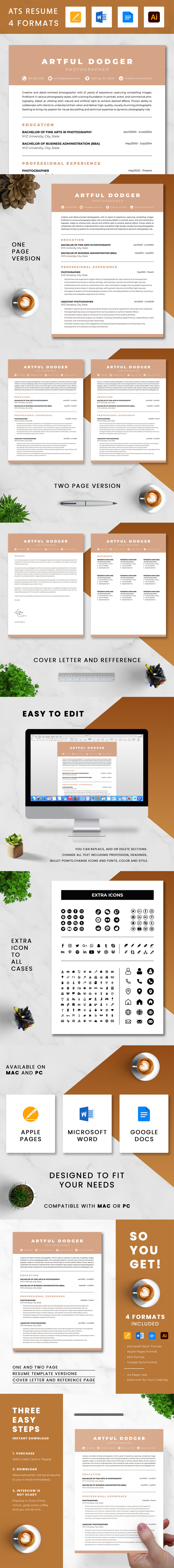 Photographer Resume Template | Creative, Clean & Customizable - Features Image 1