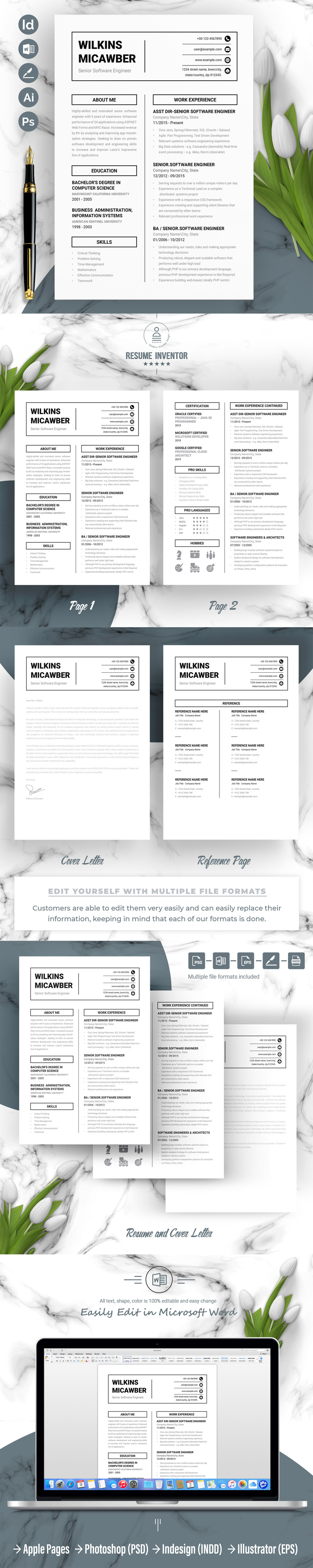 Einfaches und elegantes Lebenslauf-Design - Eigenschaften Bild 1