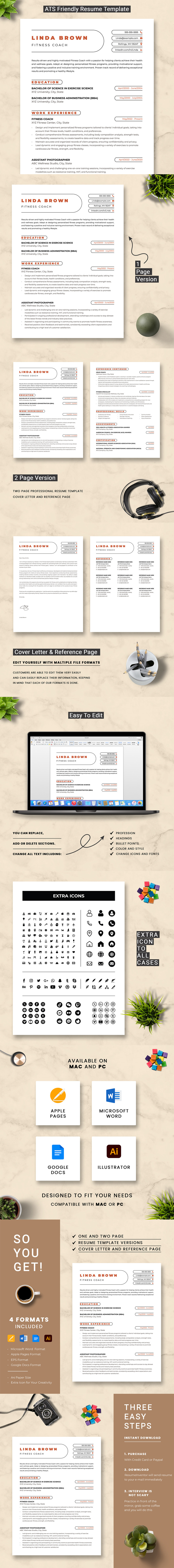 Fitness Coach Resume Template - Features Image 1