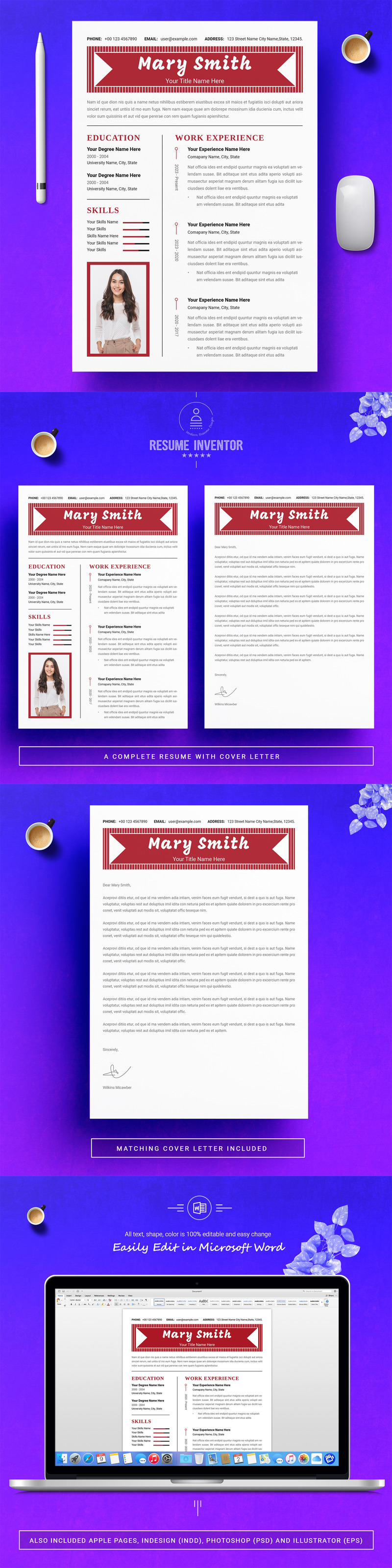Curriculum vitae professionale ed elegante - Caratteristiche Immagine 1