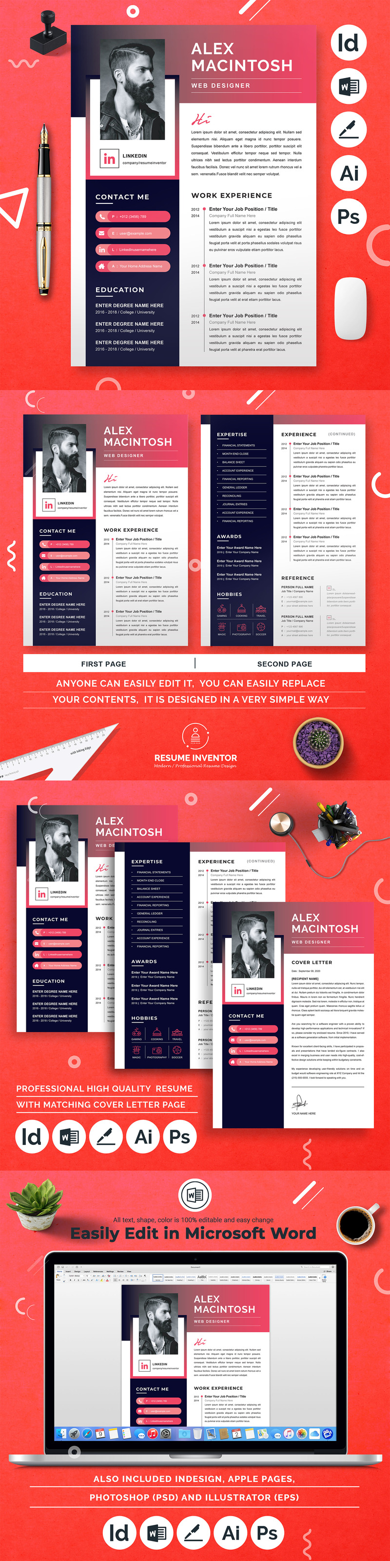 Modello di curriculum Word | Modello di curriculum professionale Cv - Caratteristiche Immagine 1