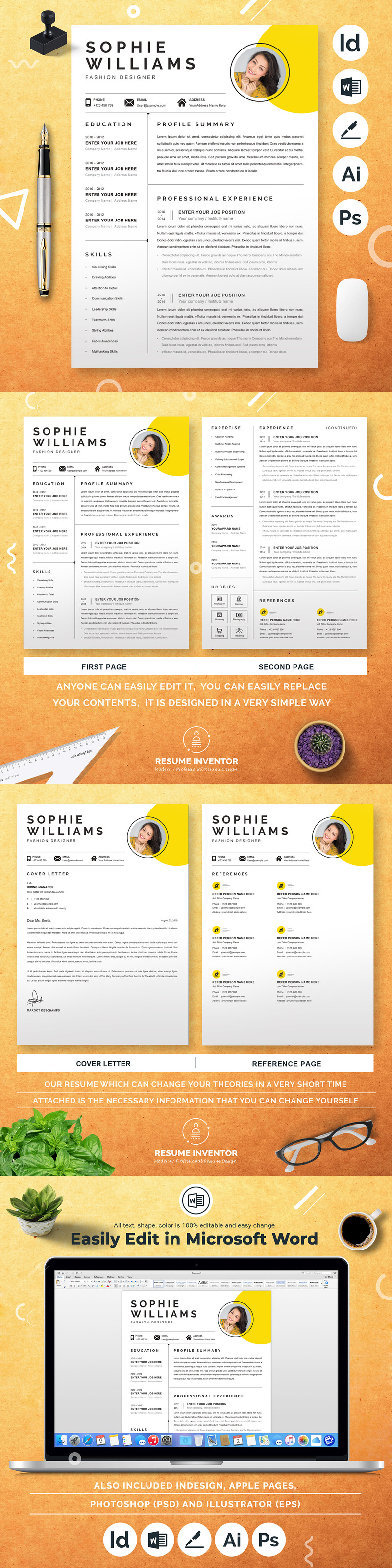 Word Clean Resume | Apple Pages Modern Resume / CV - Features Image 1