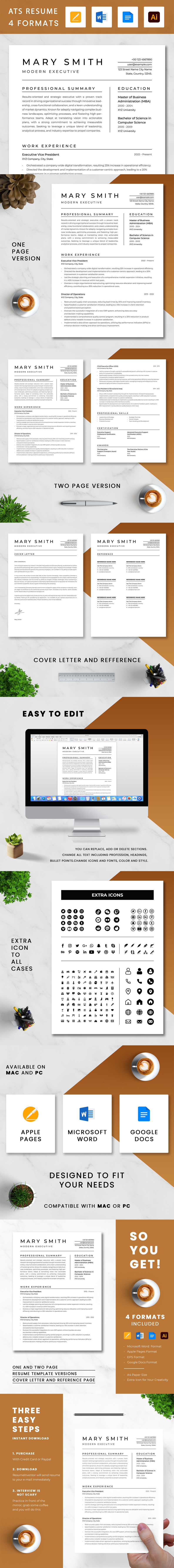 Przyjazny dla ATS nowoczesny wzór CV dla kadry kierowniczej - Obraz funkcji 1