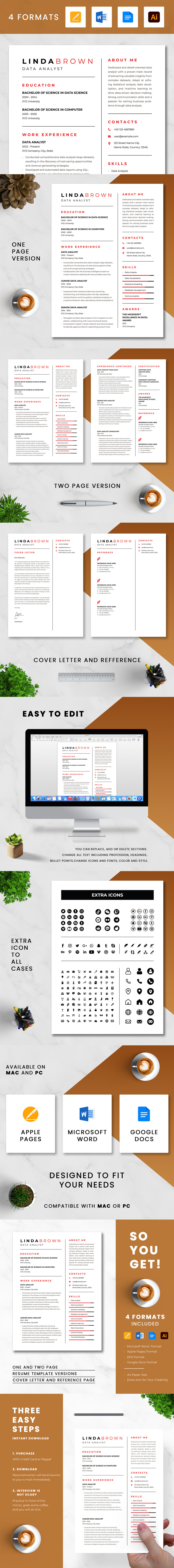Data Analyst Resume Template, ATS-Friendly Resume + Cover Letter - Features Image 1