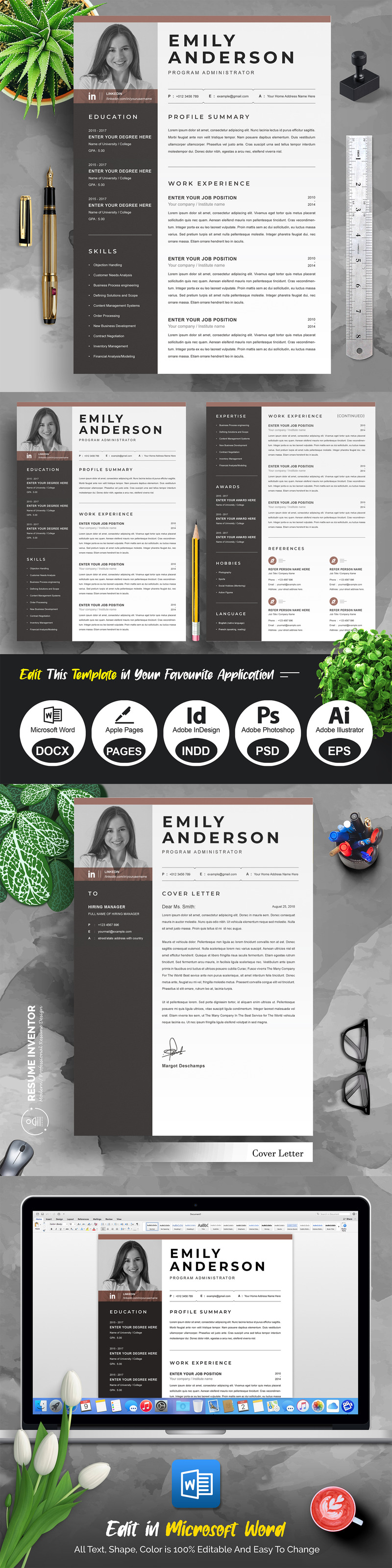 Word Resume Template | Professional Resume Template CV Template - Features Image 1