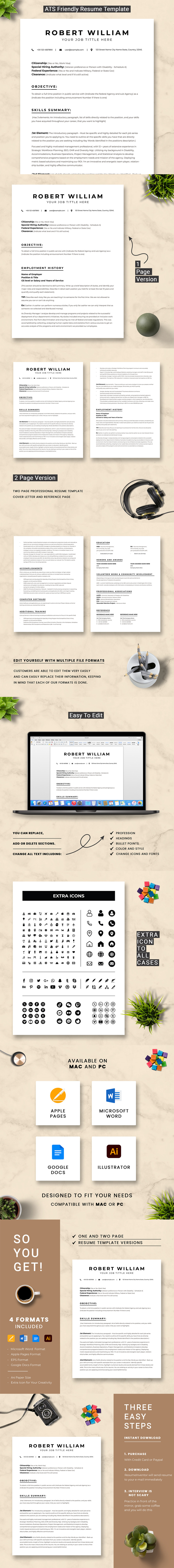 ATS Friendly Resume Template For USA Job - Features Image 1