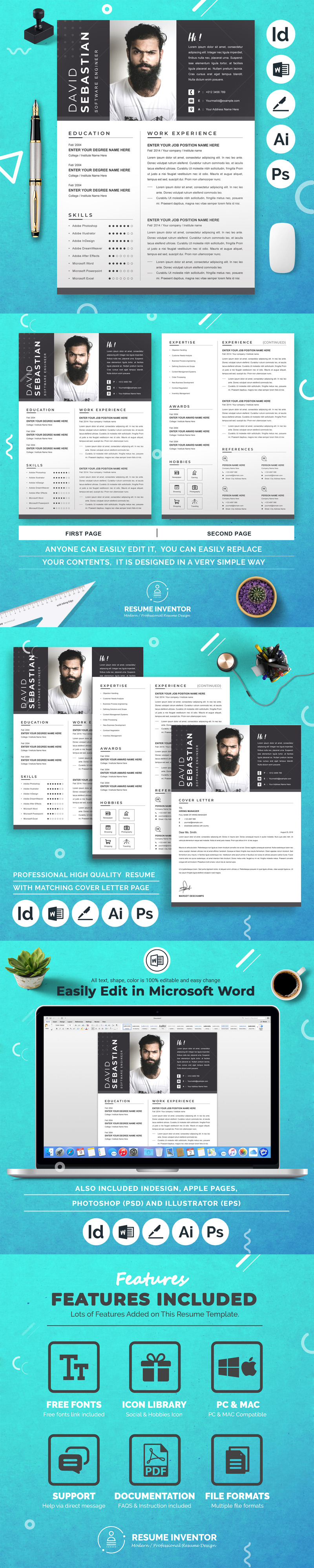 Software Engineer CV Template Design Layout - Features Image 1
