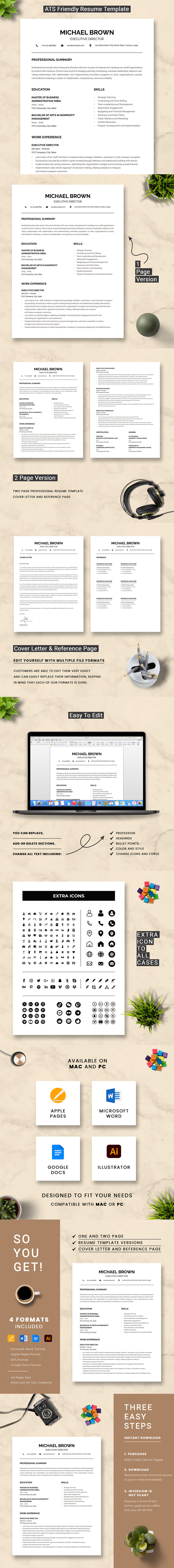 ATS Executive Director Resume Template - Features Image 1