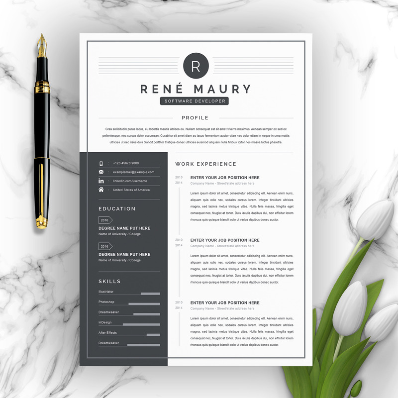 Rene / CV Template Printable Resume Templates - Features Image 1
