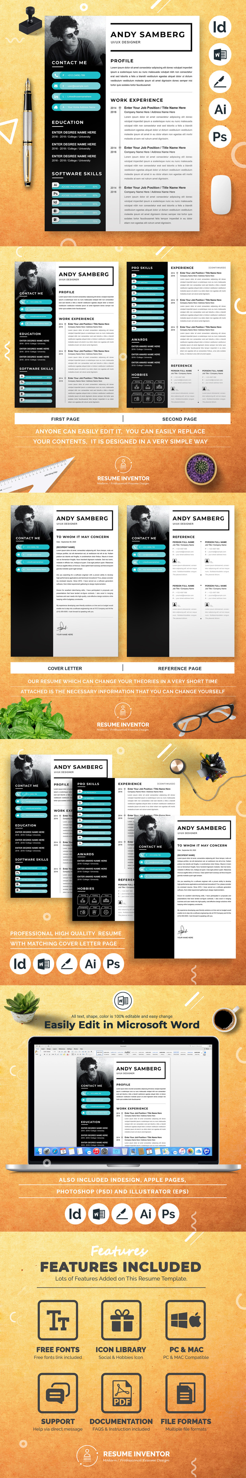 Modern Resume Template for Word & Pages - Features Image 1