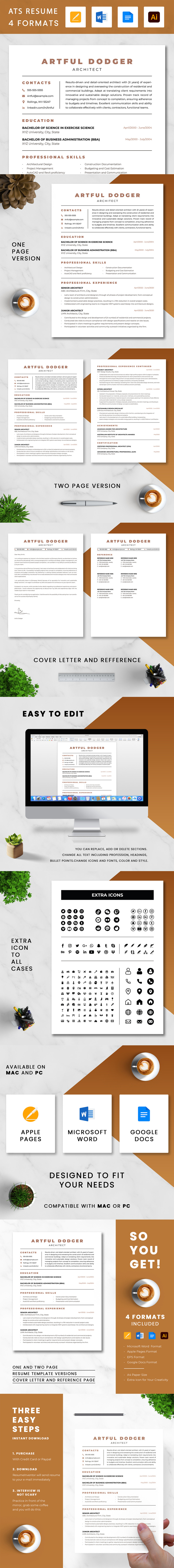 Architect Resume Template | Professional Resume Template Without Photo - Features Image 1
