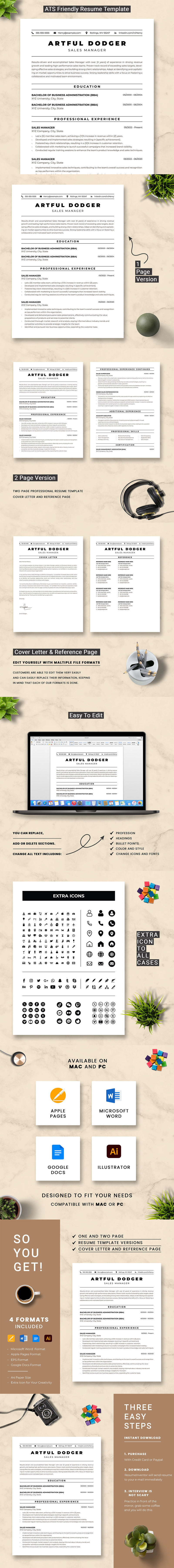 ATS Friendly Sales Manager Resume Template - Features Image 1