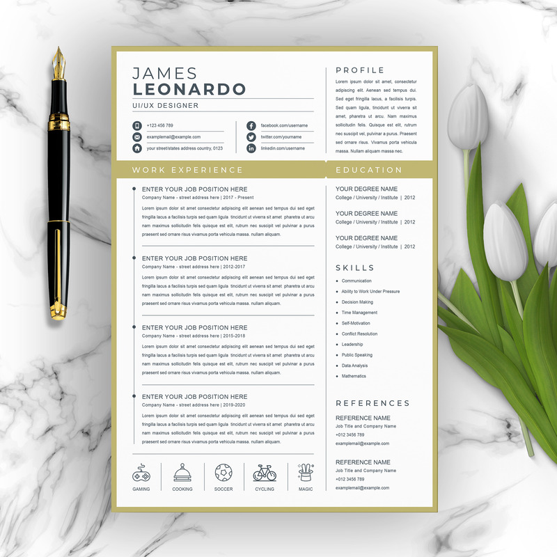 James / Profissional Printable Resume Templates - Features Image 1