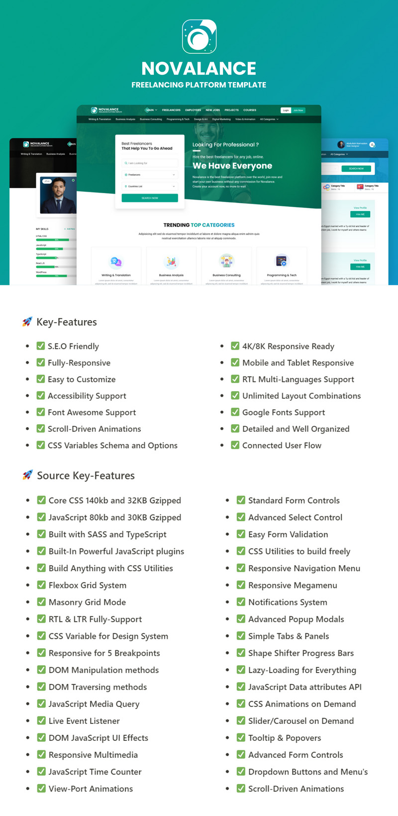 Novalance – Job Portal a Freelancer Marketplace – čistá minimalistická HTML šablona - Features Image 1