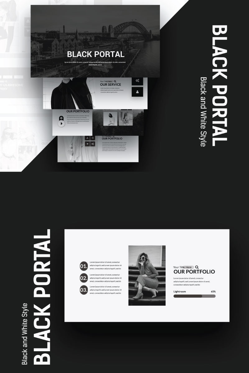 黑色门户主题演讲模板 - Features Image 1