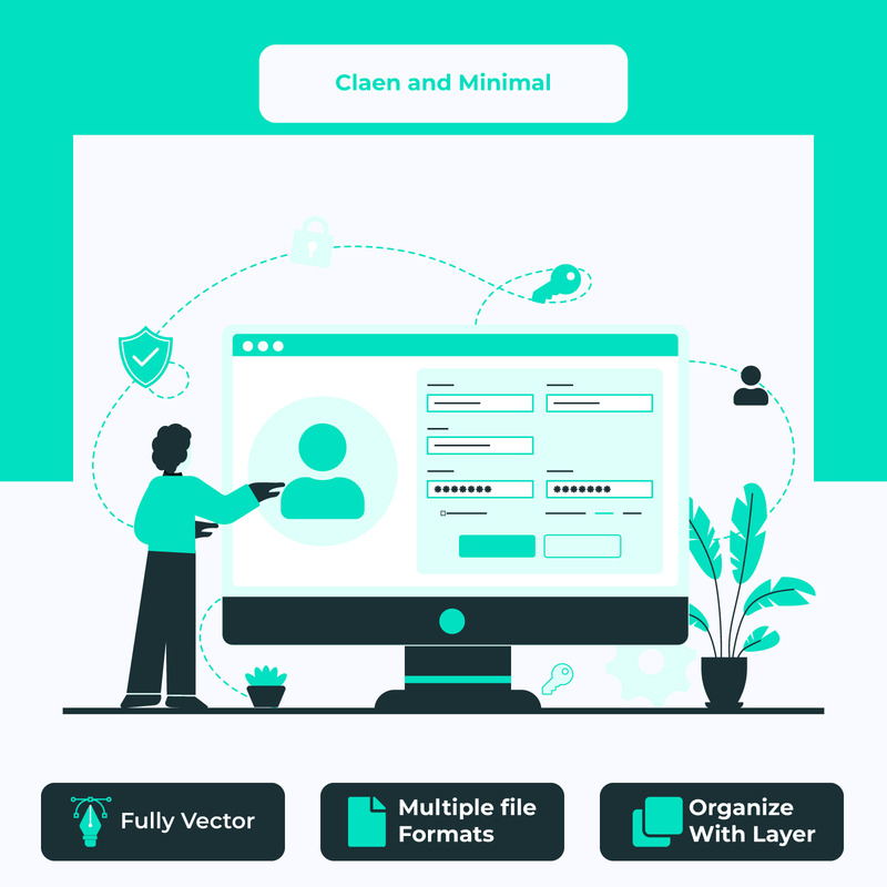 Minimalistyczna ilustracja koncepcyjna rejestracji na pulpicie - Obraz funkcji 1