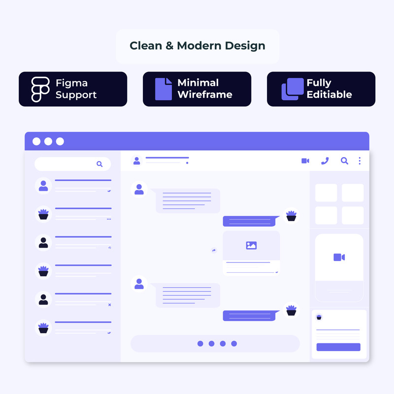 Minimalistisches Chat- und Messaging-App-Wireframe-Konzept - Eigenschaften Bild 3
