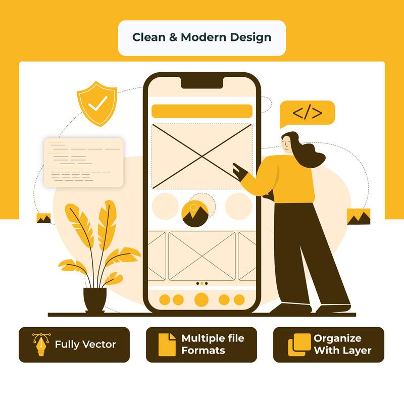 Mobile App Prototyping Illustration - Flat vector design - Features Image 1