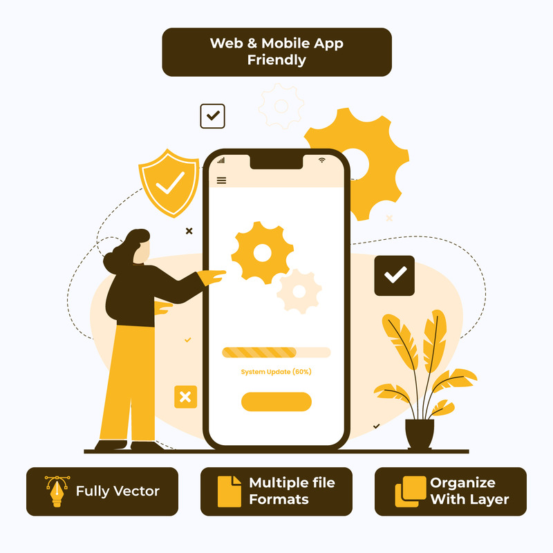 Mobile Software Update Concept Flat design - Features Image 1