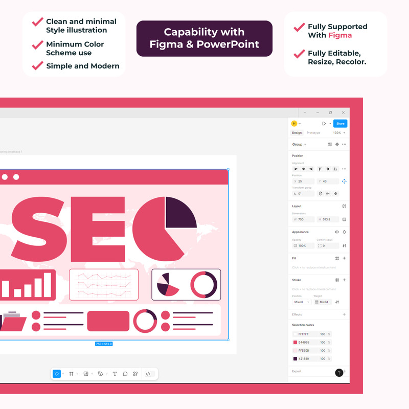 Flat Design SEO Monitoring Interface Wireframe Concept - Features Image 2