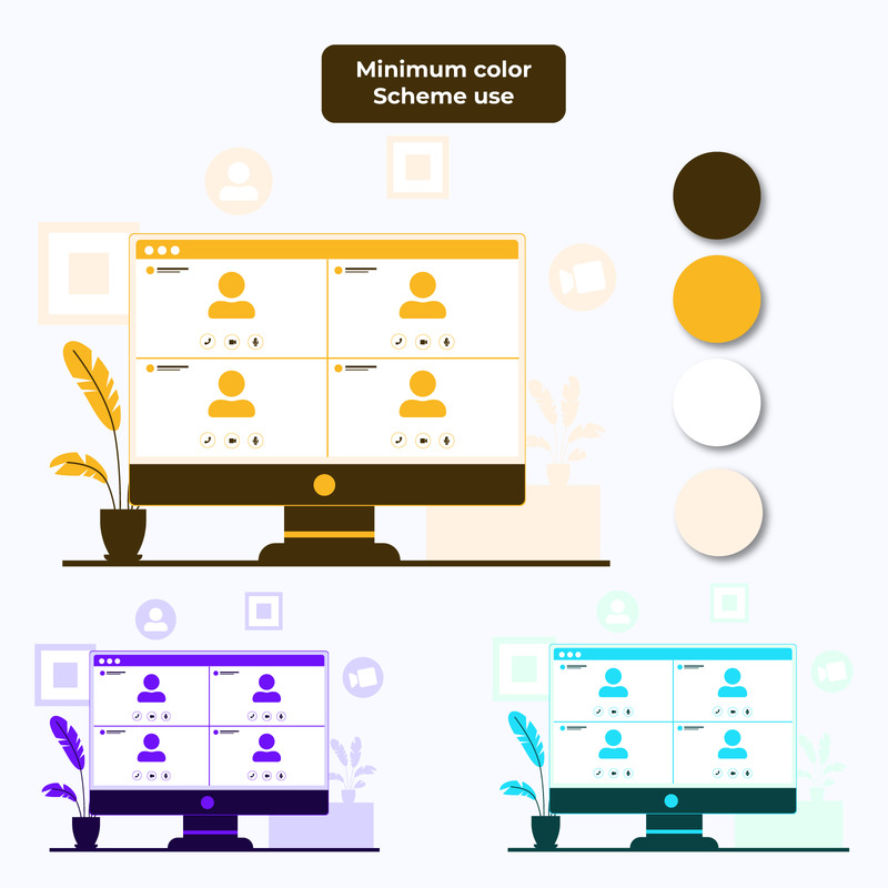 Concetto moderno di chiamata desktop - Illustrazione del design piatto - Caratteristiche Immagine 3