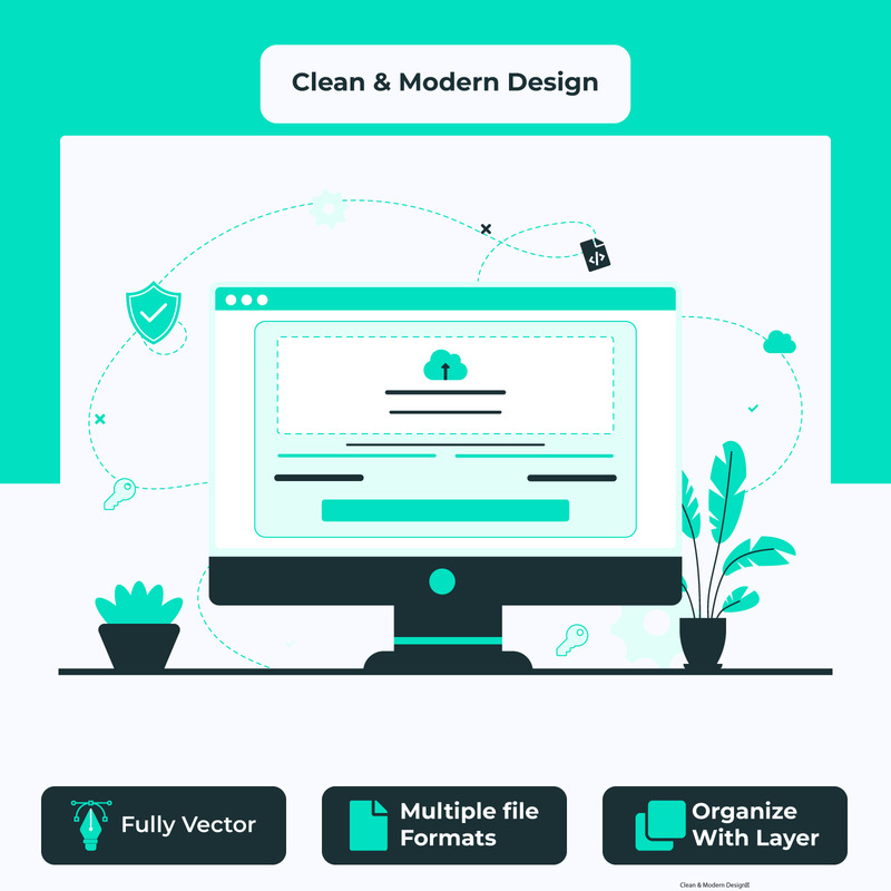File Upload System Wireframe Concept Flat Design - Features Image 1