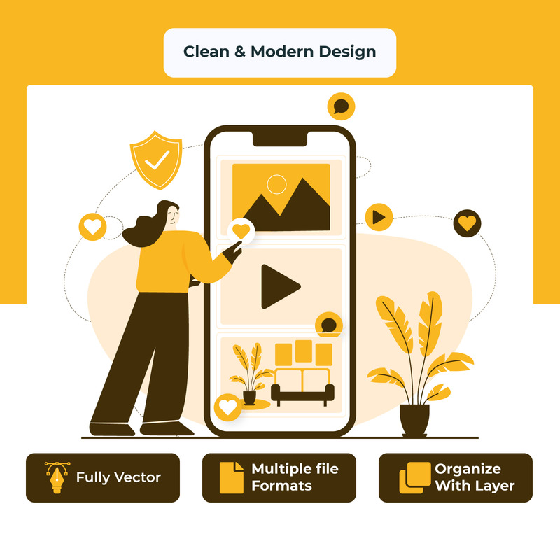 Mobile App Engagement - Flat Vector Design - Features Image 1
