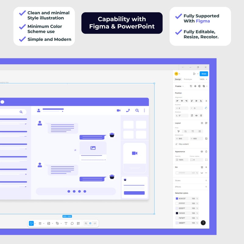 Minimalistisches Chat- und Messaging-App-Wireframe-Konzept - Eigenschaften Bild 2