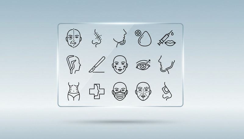 Pictogrammen voor plastische chirurgie en esthetische geneeskunde – Facelift, neuscorrectie, Botox - Features Image 1