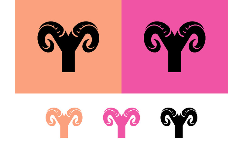 Design del logo con corna di ariete su sfondo rosa corallo. - Caratteristiche Immagine 1