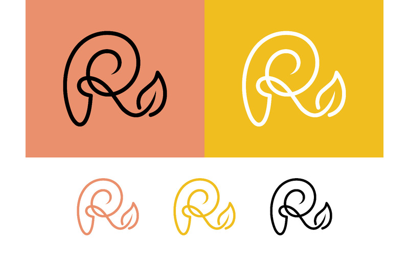 Logo en forme de lettre r stylisée avec une feuille décorative. - Caractéristiques de l’image 1
