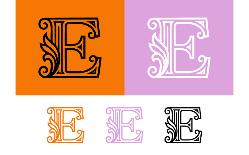 Logo orné de la lettre E en orange et violet pastel pour l'image de marque. - Caractéristiques de l’image 1