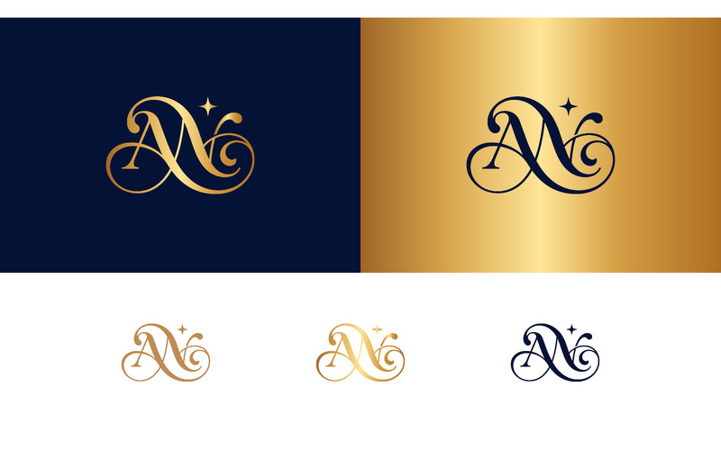 Elegante monogramma con stella e decorazioni per il branding. - Caratteristiche Immagine 1
