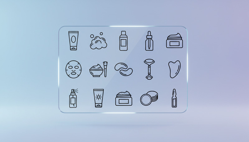 Iconenset voor huidverzorging en schoonheidsproducten – Omtrekvectorpakket met cosmetische producten, gezichtsverzorging en spa-tools - Features Image 1