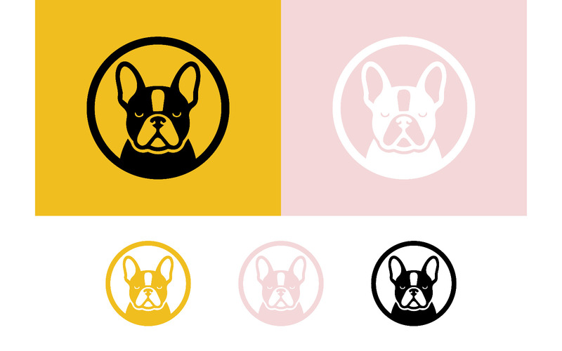 Logo rond de bouledogue français pour une marque d'animaux de compagnie. - Caractéristiques de l’image 1