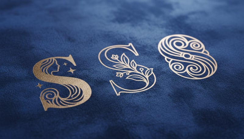 Logo di lusso per cosmetici e spa con lettera S – Elegante collezione di monogrammi femminili in oro - Caratteristiche Immagine 1