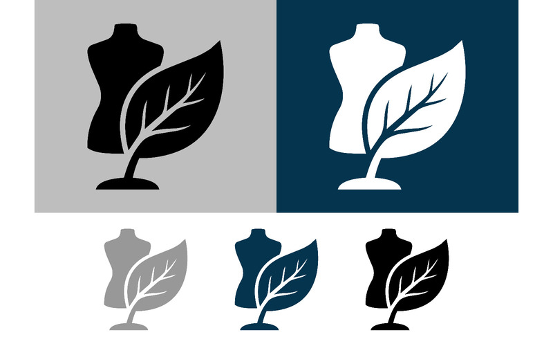 Logo con manichino e foglia per la moda ecologica. - Caratteristiche Immagine 1