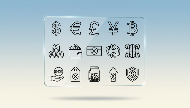 Vectorpakket met lijnpictogrammen van wereldwijde valuta – Dollar, Euro, Pond, Yen en Bitcoin. - Features Image 1