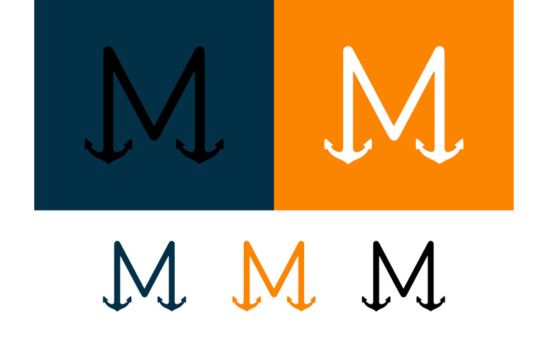 Logo en forme de lettre M avec un motif d'ancres descendantes. - Caractéristiques de l’image 1