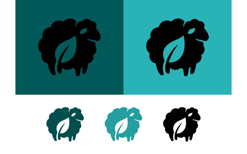 Silhouette simple de mouton avec logo en forme de feuille. - Caractéristiques de l’image 1