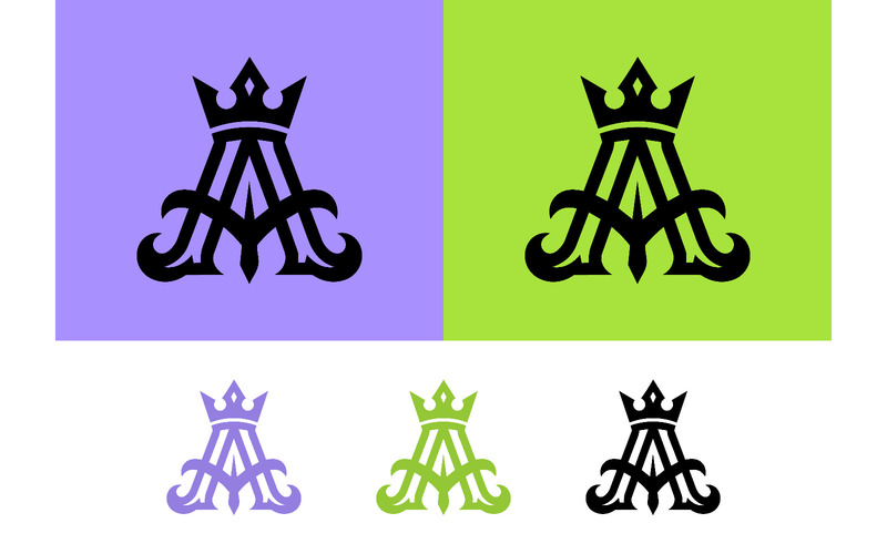 Lettre a ornée d'une couronne violette, verte et noire. - Caractéristiques de l’image 1