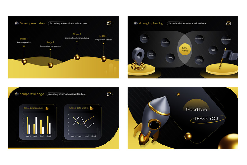 Black Gold 3D Enterprise Promotion Company Introduction Product Introduction PPT - Features Image 6