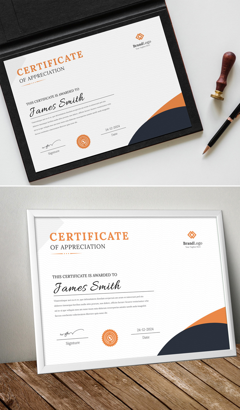 Orange Certificate Template with Sidebar - Features Image 1