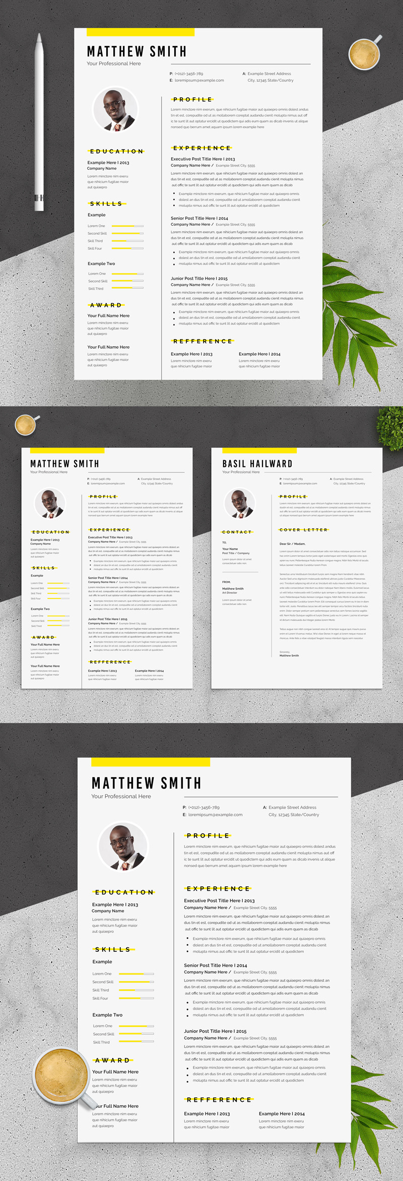 CV jaune et mise en page de la lettre de motivation - Caractéristiques de l’image 1