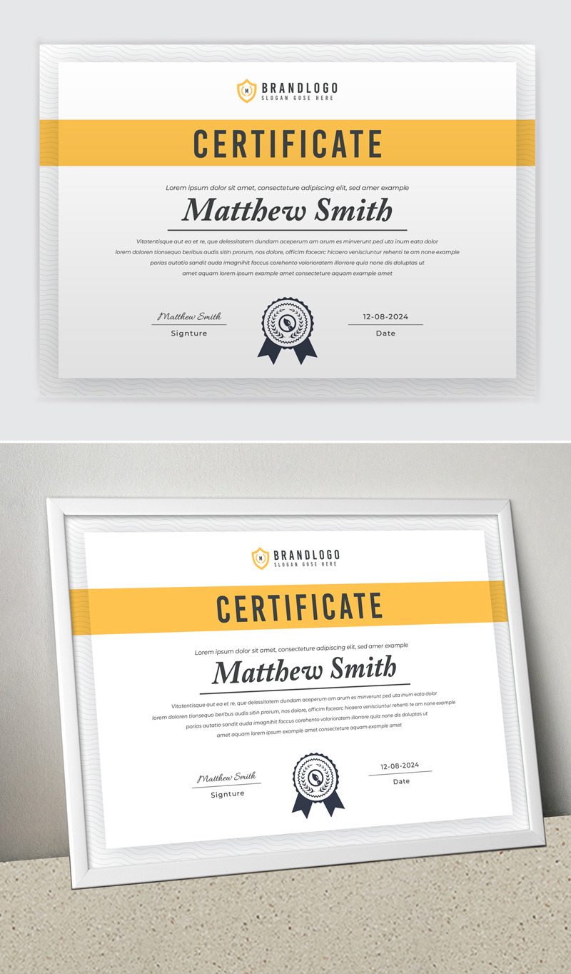 Certifikatmall med gul accent - Features Image 1